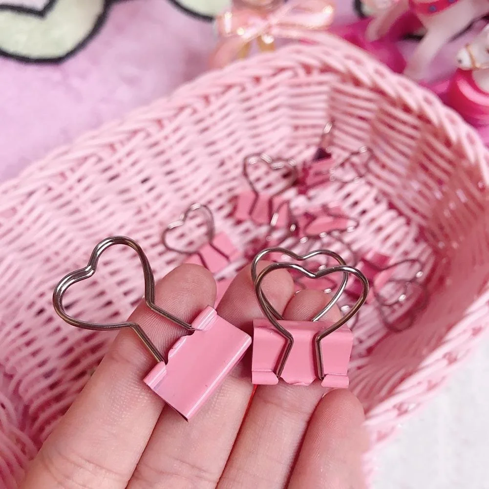 Metal Clip Notes Confidence-shaped Clip 6 Pcs/batch Pink School Office Supplies Creative Desk Accessories