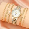 6pcs Women's Watch Casual Stainless Steel Strap Material Quartz Watch and Jewelry Bracelet Set 2