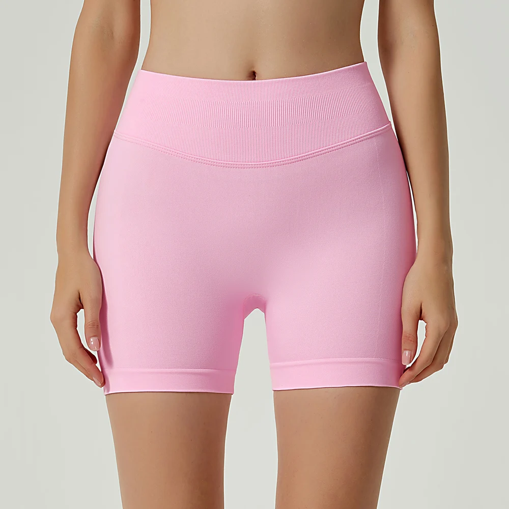 Impact Shorts 4.5" Seamless Scrunch Bum Yoga Short Ribbed High Waist Band Gym Short High Stretch Workout Biker Shorts 2