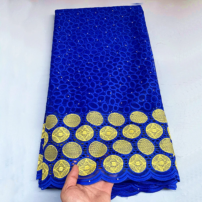 5 Yards African French Lace Fabric High Quality Mesh Lace Fabric With Gold Thread Embroidery Bead For Wedding Part PS22