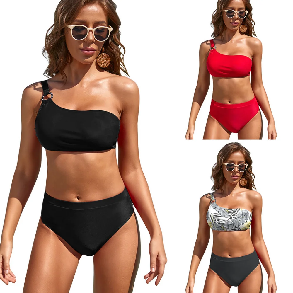 

Women's Sexy Slim Slim One Shoulder Bikini Women's Swimsuit Print