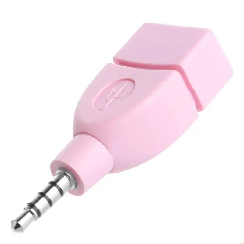 H55F 범용 자동차 컨버터 어댑터 USB 2.0 여성 3.5mm 남성 보조 오디오 오디오 내구성 자동차 플러그 잭 용 어댑터