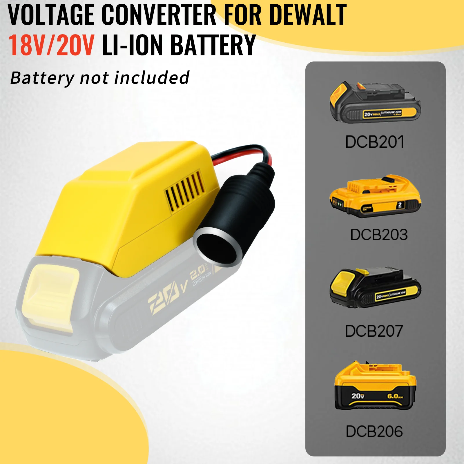 Adattatore Batteria Dewalt 18V A 12V Con Presa Accendisigari - Convertitore Per Auto, Campeggio E Emergenze - Foto 1