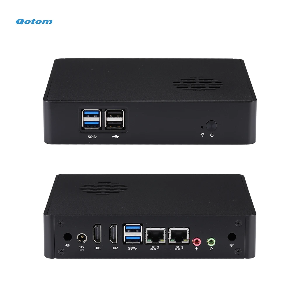 Qotom Mini Pc Core I3 I5 Processore 2X Lan, 2X Hd 1.4 Porte Home Office Piccolo Pc Desktop X86
