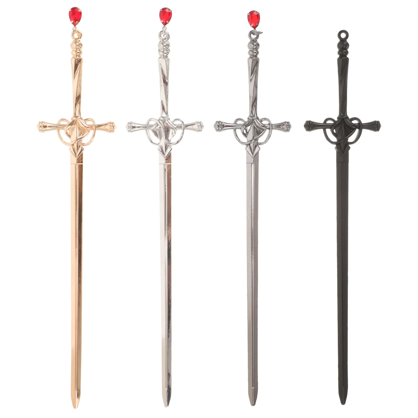 

4 Pcs Ancient Style Sword Hairpin Bun Accessories Metal Sticks Women Barrettes Vintage for Chopstick Chopsticks