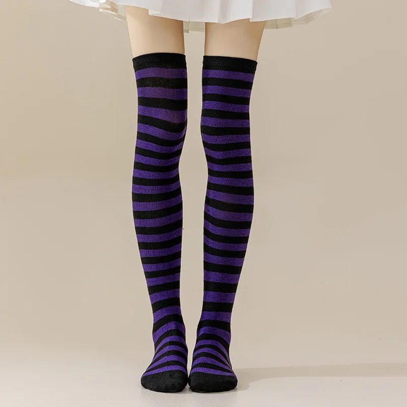 Herbst Winter Farbe Gestreiften Strümpfe Japanischen Über Knie Socken Mode Frauen Warm Halten Sexy Dünne Lange Socken Gestreiften Strumpfwaren – Detail 13