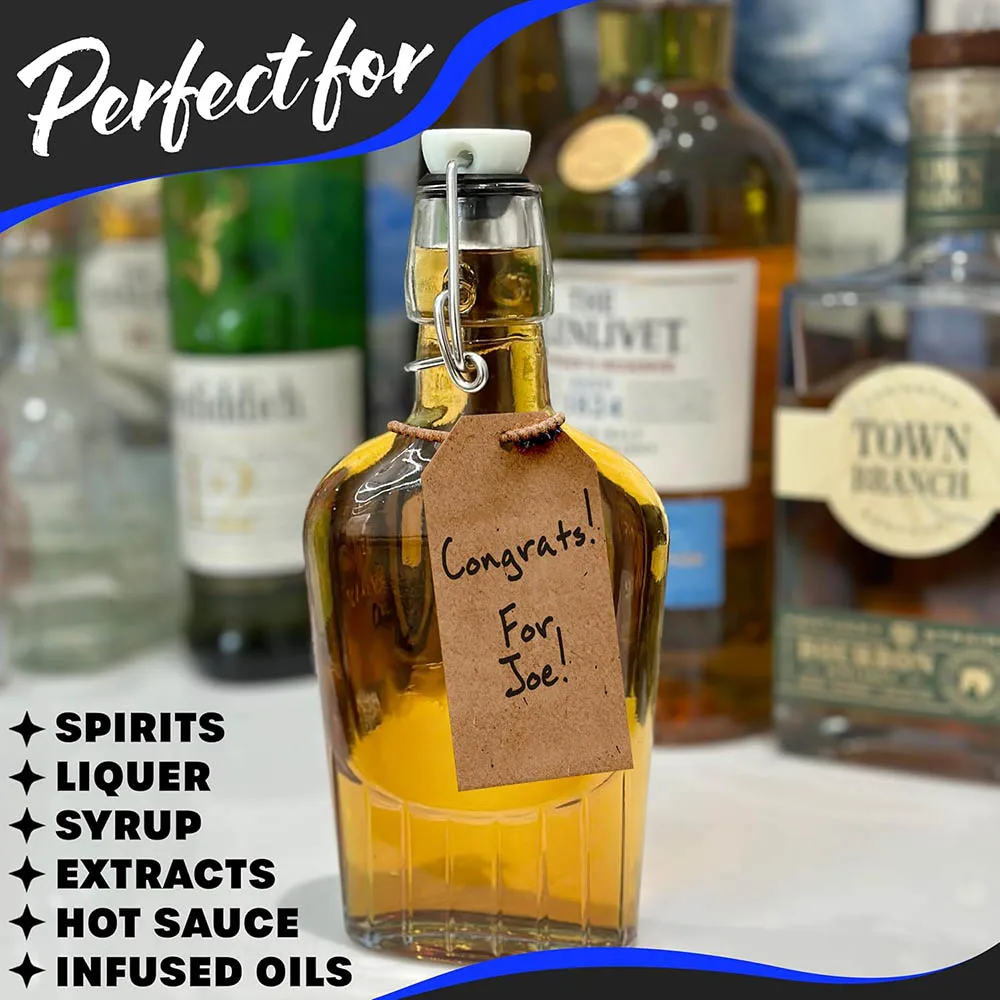 8.5Oz Glass Flask for Liquor Flip Top Glass Bottle Set For Vanilla Extract Bottles,Mini Liquor Swing Top Bottles,Syrup Bottles