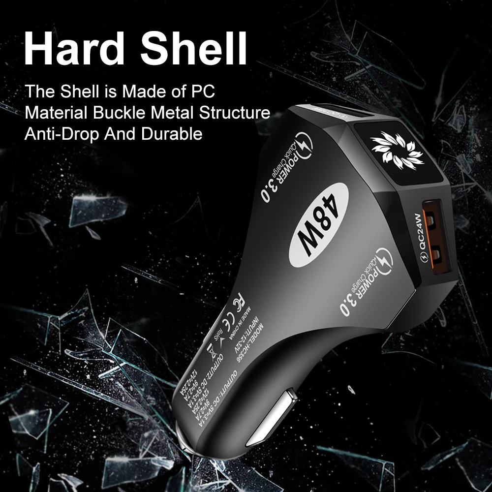 PD 48W Car Charger Type C Fast Charging Auto Mobile Phone Adapter For iPhone 15 16 Pro Max Xiaomi 14 15 Huawei Adapter in Car