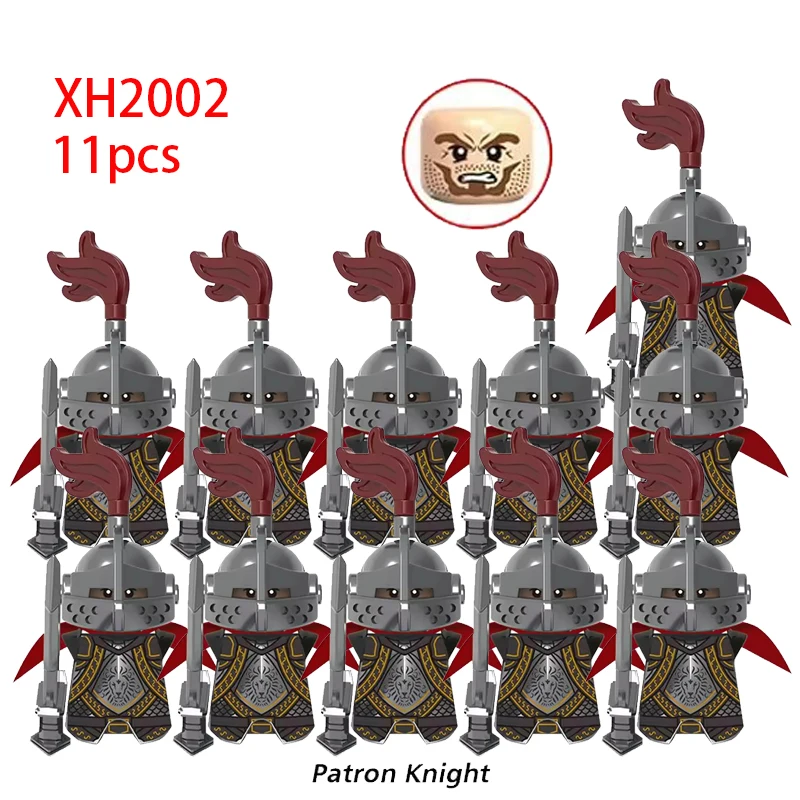 11pcs 중세 고대 무거운 기갑 기사 기사 십자군 군사 Soildiers 무기 모델 빌딩 블록 어린이 장난감