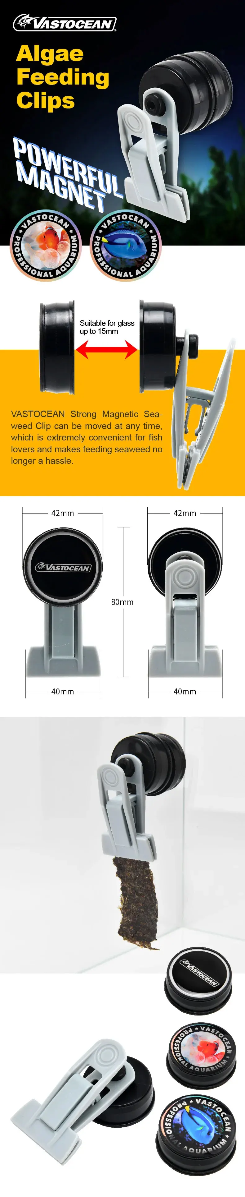 Strong Magnetic Seaweed Feeding Clip for Aquariums
