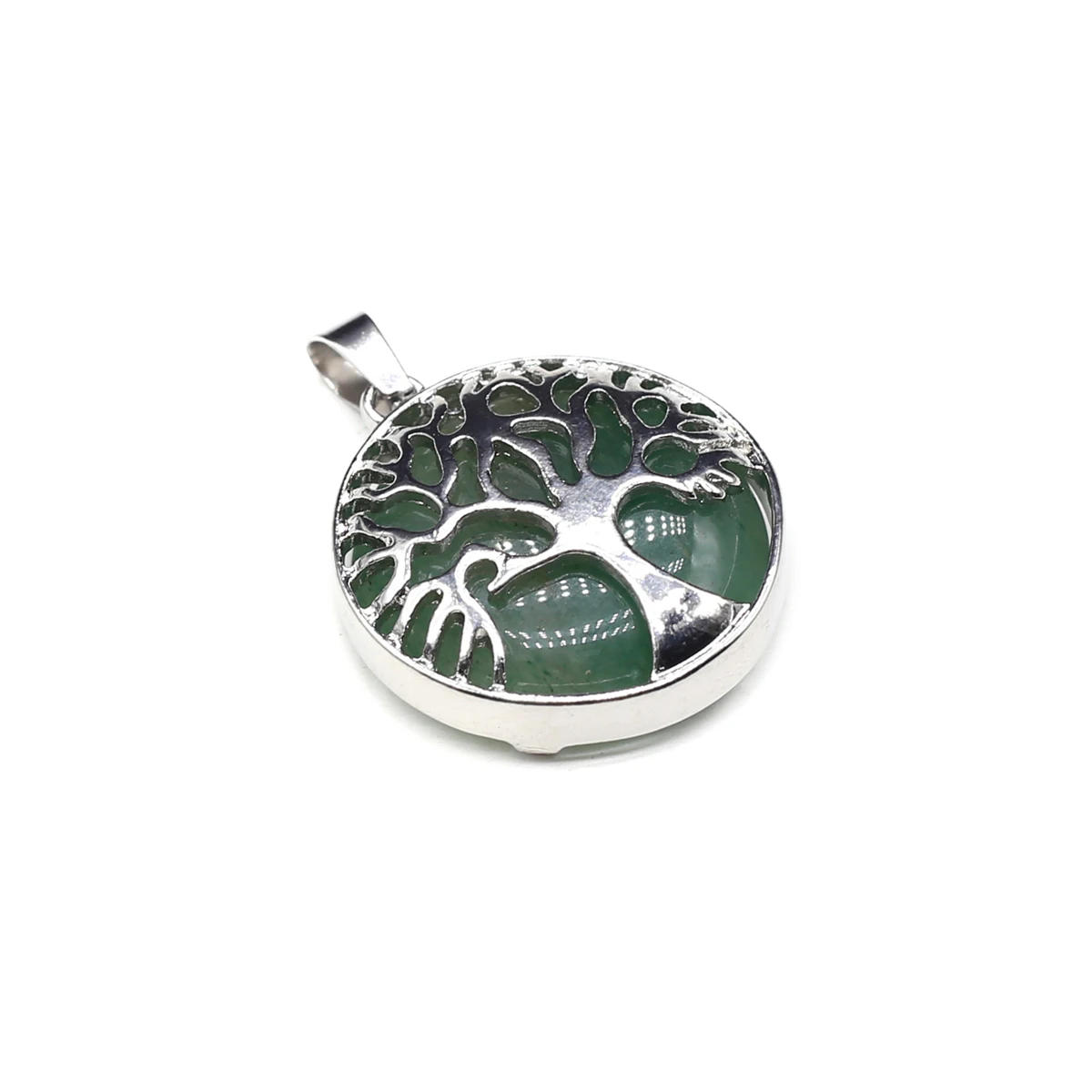 10PCS Wholesale Natural Stone Round Metal Life Tree Pendant Jewelry Making DIY Necklace Earrings Accessories Charm Gift