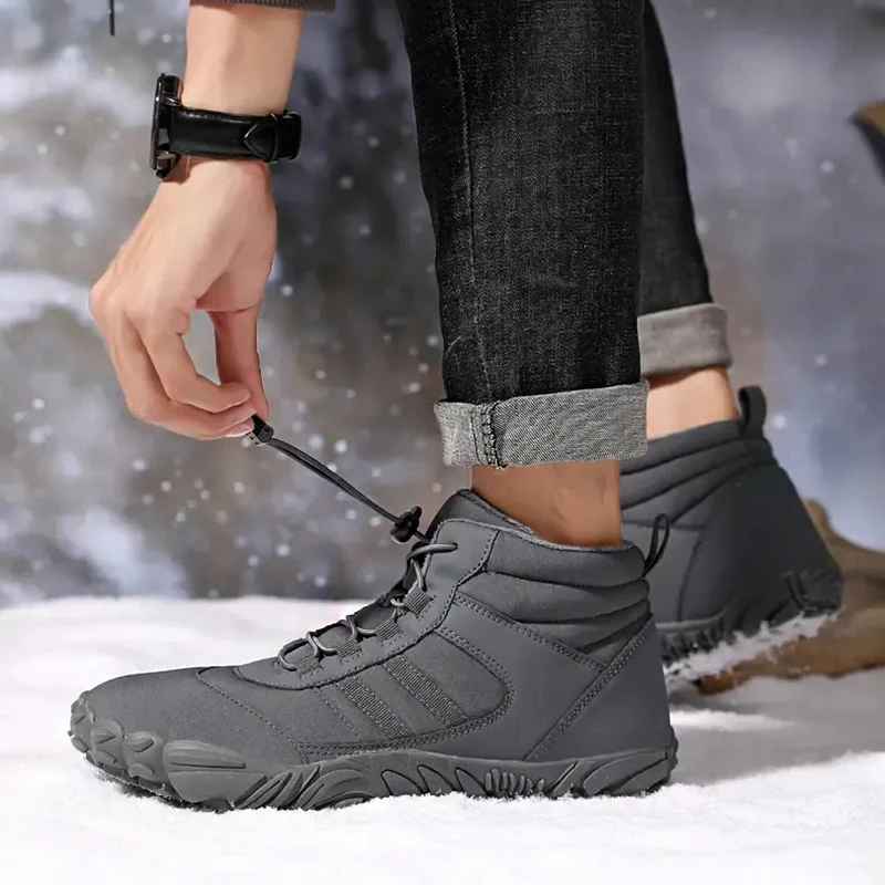 Winter Snow Boots Men Fur Big Size 47 Waterproof Ankle Boots Plush BareFoot Hiking Shoes Outdoor Work Shoes Ladies Snow Hiking Shoes Snow Boots