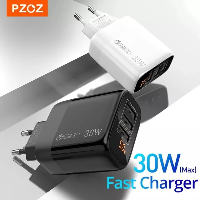 Pzoz-cargador Usb Tipo C De 30w, Carga Rápida Qc 3,0 Pd 20w