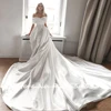 Vestidos De Novia Satin Mermaid Wedding Dresses with Detachable Train Classic Robes De Mariage Off the Shoulder Simple Trouwjurk 2