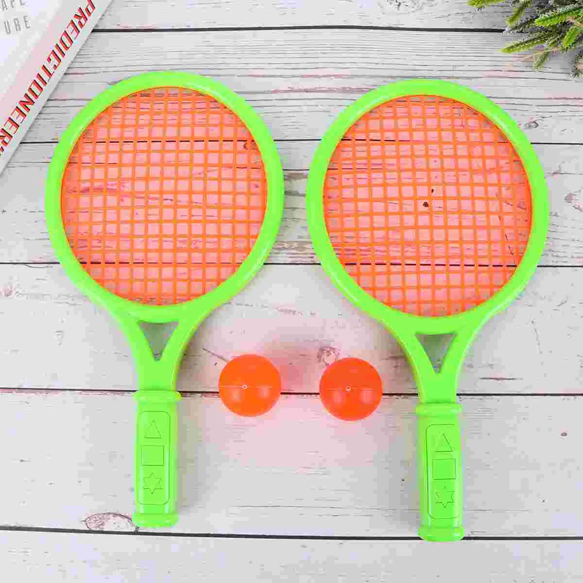 

1 Pair of Children's Tennis Racket Kids Plastic Badminton Rackets Game Props for Kindergarten Primary School (Size S Random