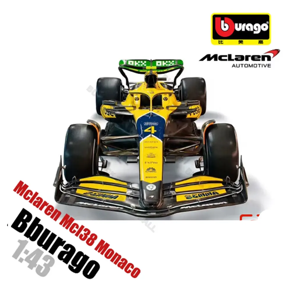Bburago 1:43 Mclaren Mcl38 Monaco Grand Prix 2024 Diecast Car Model F1 Alloy Miniature 4# Lando Norris 81# Oscar Piastri Car Toy 3