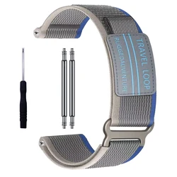 Durable 24mm Travel Loop Nylon Strap for Smartwatches - Replaceable Band Correa Belt (Blue Gray)