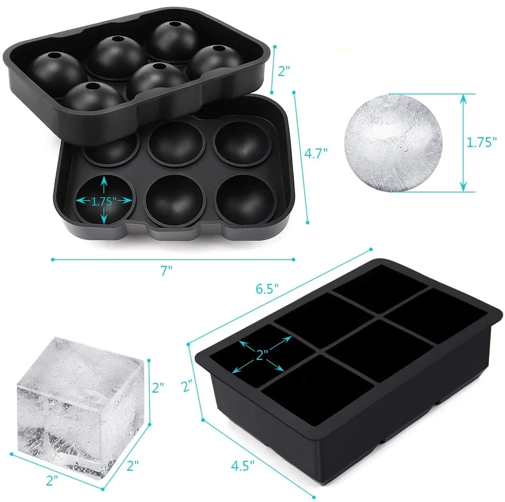 4/6/8/15 Grid Big Ice Food Mold Giant Jumbo Large Food Grade Silicone Ice Cube Square Tray Mold DIY Maker Cube Tray