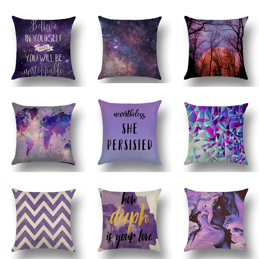 

Скандинавская фиолетовая наволочка для дивана, плюшевая наволочка для подушки с фиолетовым рисунком, Женская декоративная подушка для гостиной, офиса, автомобиля, дома