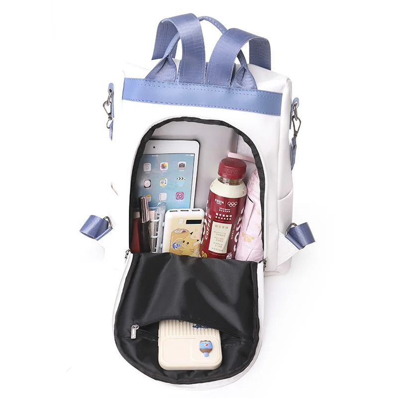 Women's Backpack PU Soft Leather Texture Backpack Fashion Student School Casual Large Capacity Anti-theft Travel Bag