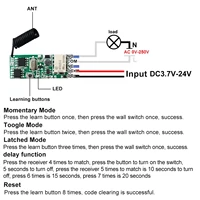 433Mhz Wireless DC 3.7V-24V Remote Control Switch 1 CH RF Transmitter Modul 433.92 MHZ Relay Receiver LED Light Controller Kit - Image 4