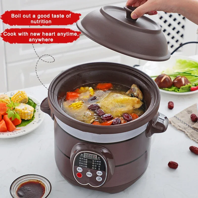 Electric Stew Cooker Household Automatic Smart Soup Pot Purple Sand Stew Pot Ceramic Electric Casserole Health Porridge JQ-25E