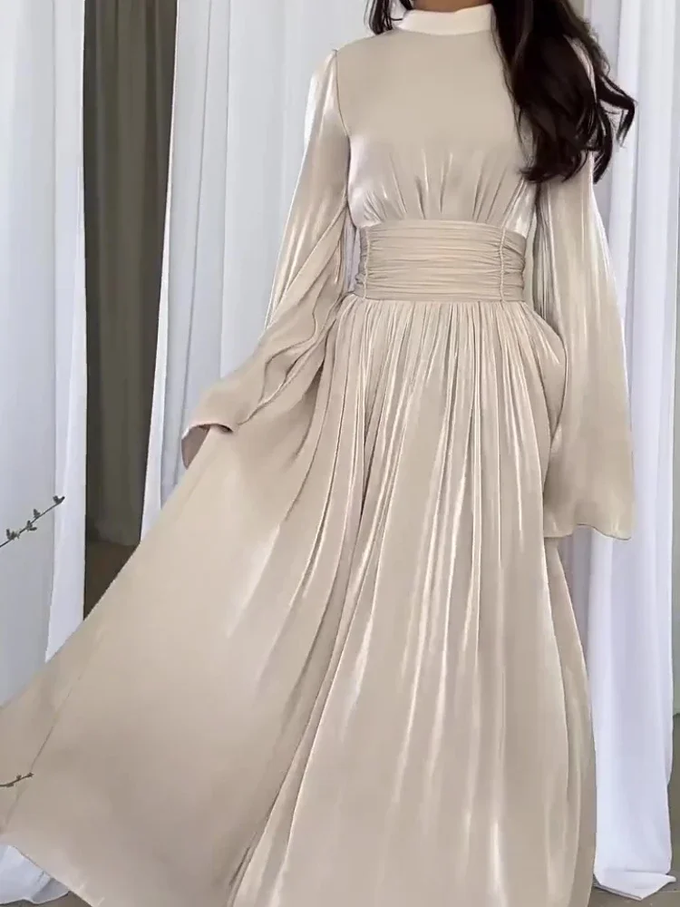 

Dresses Women Eid Ankle Length Maxi Dress Kaftan Dubai Arab Gorgeous Vestidos Loose Fit Party Spring Prom Folds 2024