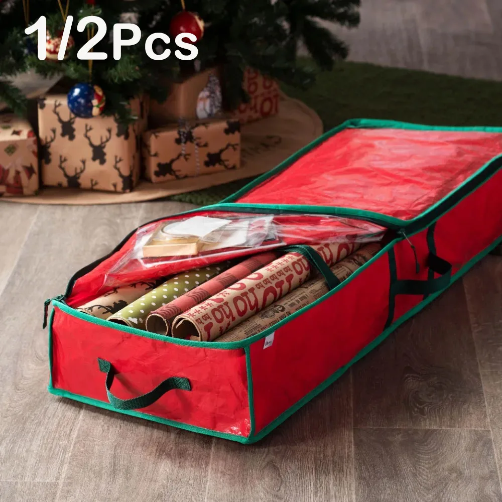 Gift Wrapping Paper Gift Wrapping Organizer Christmas Wrapping Paper Storage Bag Large Capacity Waterproof Gift Wrap Paper Organizer Multi-purpose Home Underbed Storage Box