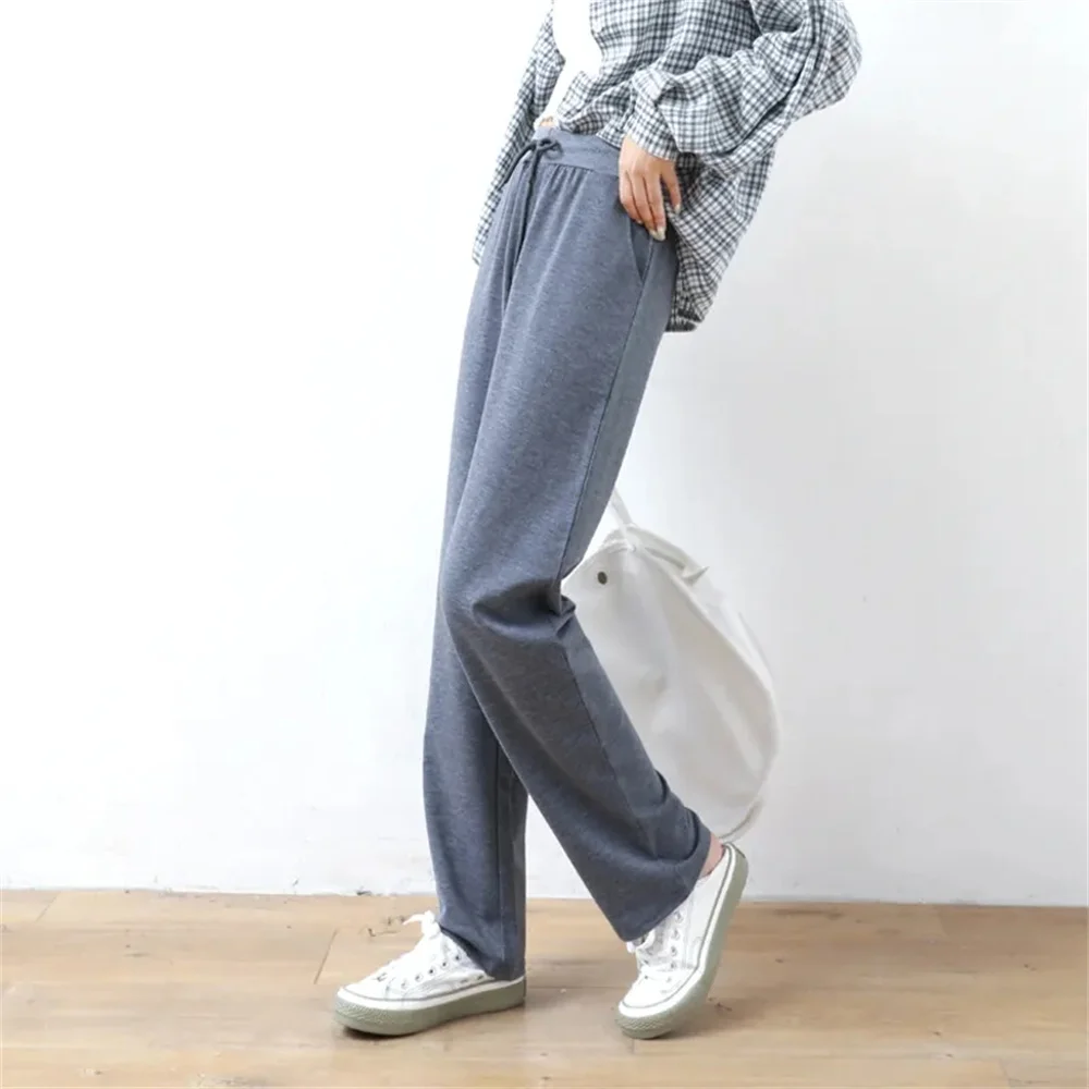Harajuku Straight Sports Pants Spring Summer Thin Plus Size Slimming Women Sweatpants High Waist Loose Mom Casual Home Trousers plus size capris