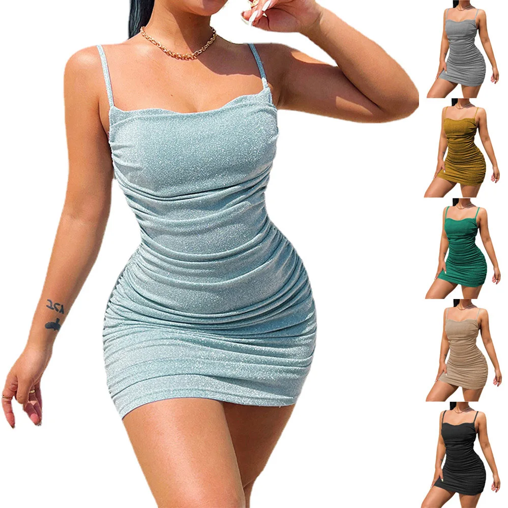 Summer Beach Spaghetti Strap Slim Sexy Women's Dress Fashion Club Bodycon  Black Package Hip Party Backless Ladies Mini Vestidos - AliExpress