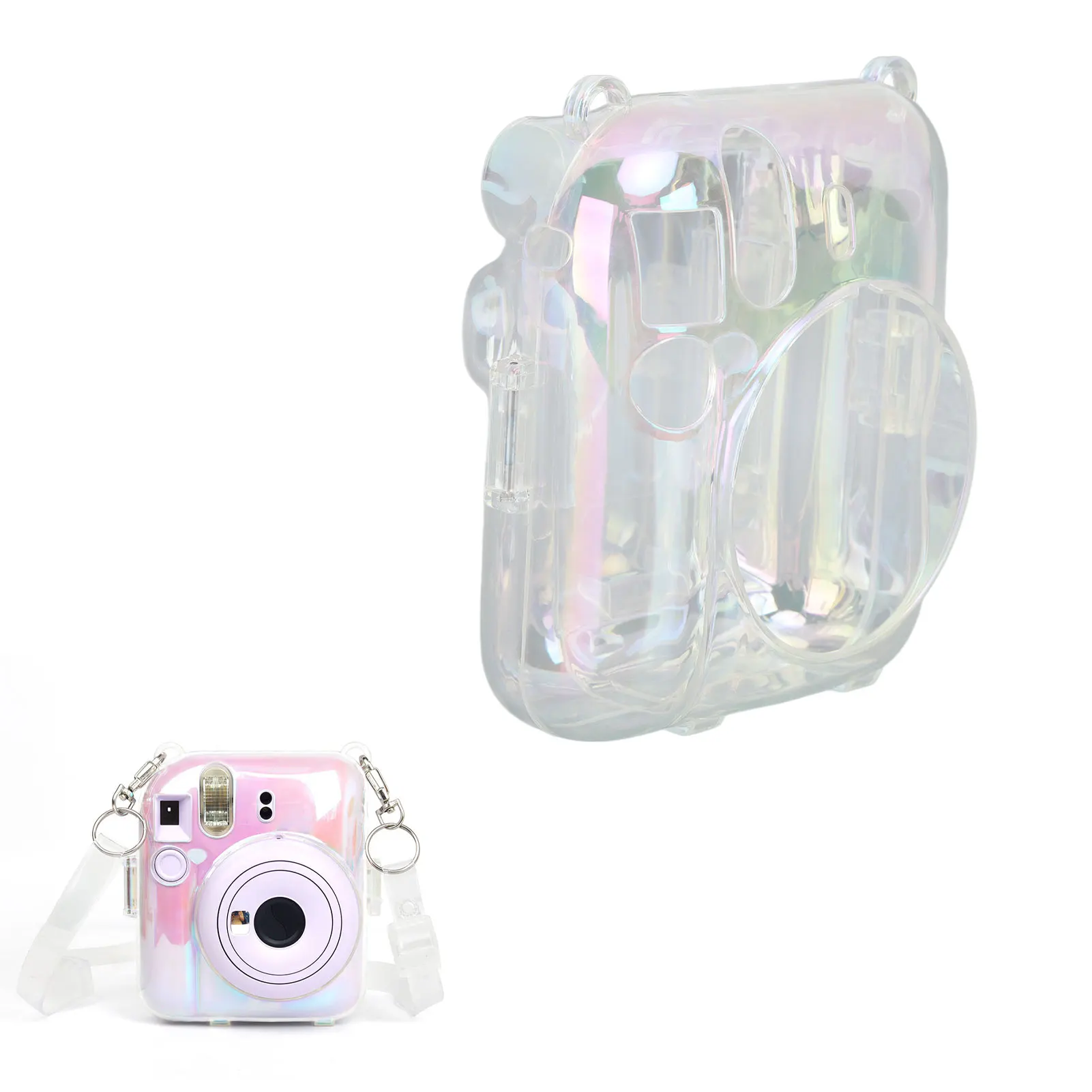 Fujifilm Instax Mini 12 Camera Case Clear PC Transparent Carrying Case Adjustable Shoulder