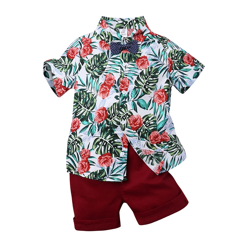 

Fashion Baby Boys Printed Short-sleeved Shirt And Shorts Two-Piece Set Kids Clothes Children Suits