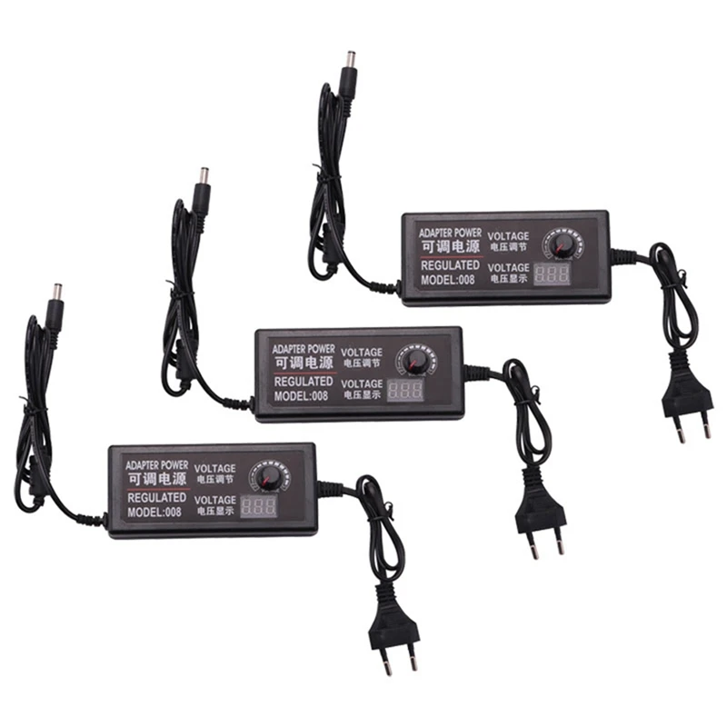 

3X 9-24V 3A 72W AC/DC Adapter Switching Power Supply Regulated Power Adapter Display EU Plug High Quality