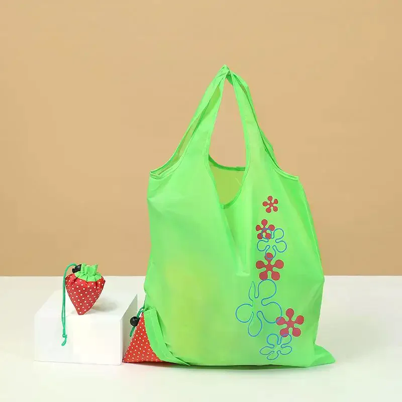 Eco-Friendly Foldable Strawberry Print Reusable Shopping Tote Bag