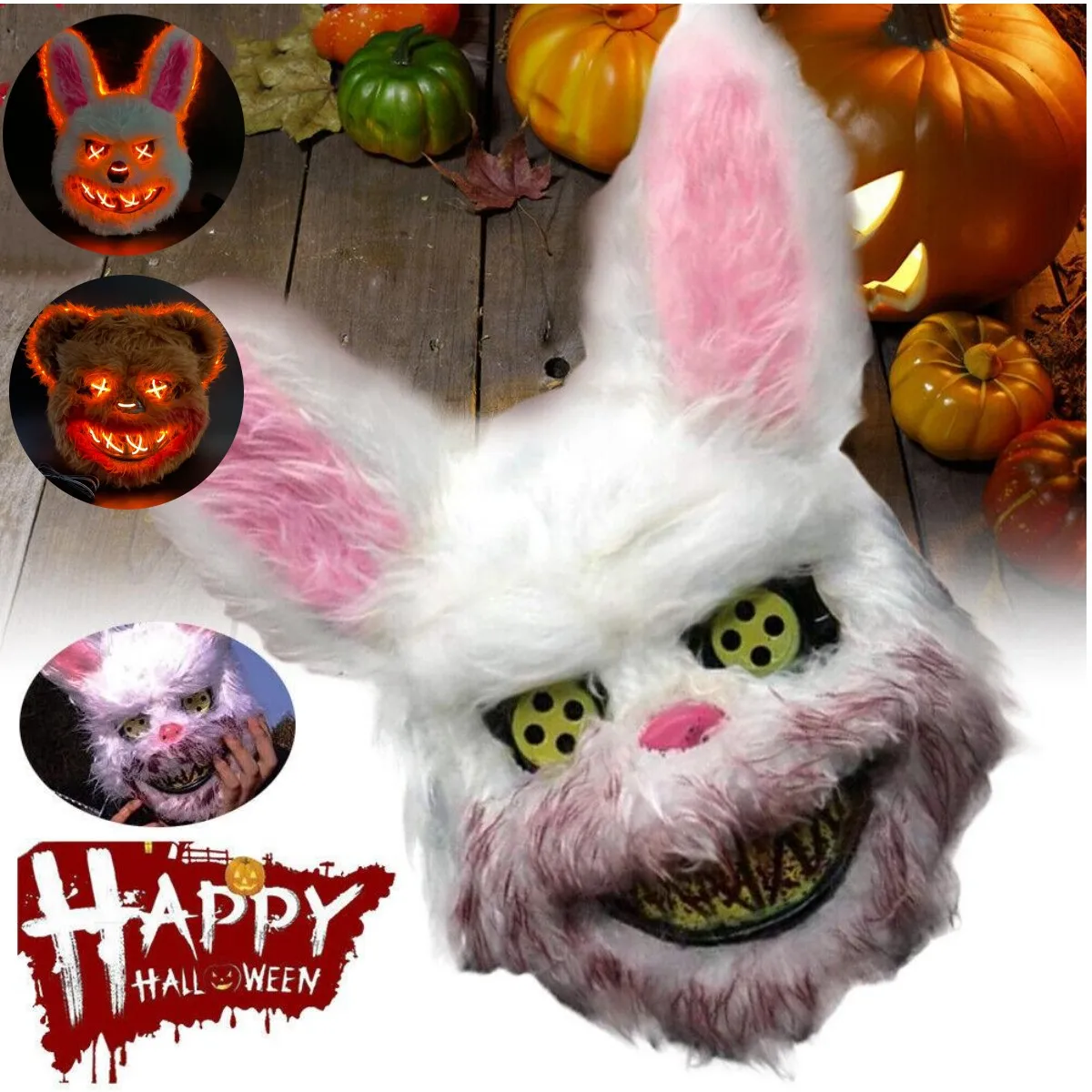 

Hot Carnival EL Wire Bunny Mask Masquerade LED Rabbit Mask Glowing Halloween Party Mask For Birthday Wedding Party Cosplay Props