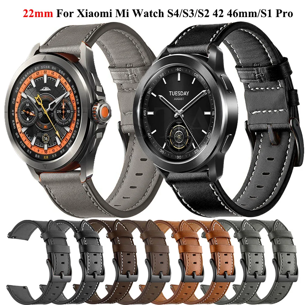 Premium 22mm Leather Smartwatch Wristband Bracelet