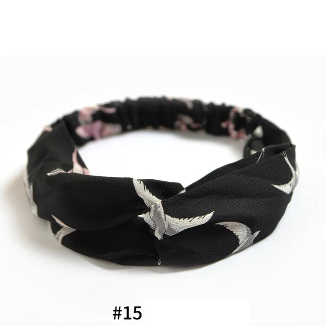 Summer Bohemian Bandanas Elastic Hair Bands Yoga Exercise Cotton Headband Women Headwear Print Vintage Cross Unisex Scrunchies Print Cross15