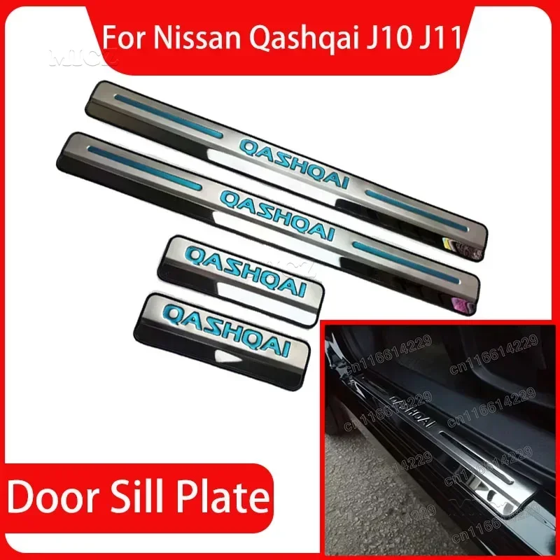 Für Nissan Qashqai J10 J11 Tür-Schwellen-verschleiss-Platte Edelstahl Tür-Schwellen Pedal Auto Styling Aufkleber