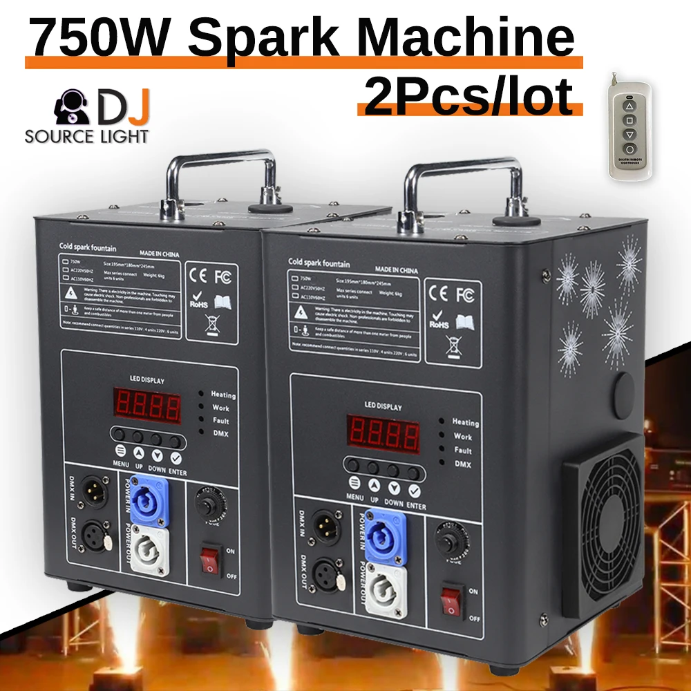 2Pcs New Mold 750W Cold Spark Firework Machine 750W 600W Sparker Machine Ti Powder Dmx Remote Control Fountain Sparkular Machine