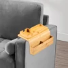 Couch Cup Holder Anti-Slip Bamboo Sofa Armrest Tray Foldable Multifunctional Sofa Cup Holder for Remote Control Cups Snack 2