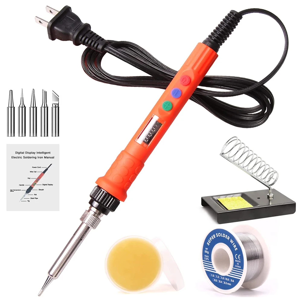 cheap stick welder 60W Digital Electric Soldering Iron Kit Set Temperature Adjustable 220V 110V Welding Tool Ceramic Heater Soldering Tips Rework best soldering iron for electronics Welding Equipment