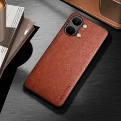 Elegant PU Leather Phone Cover - Durable Fashion Case for Poco x8 pro max (Brown)