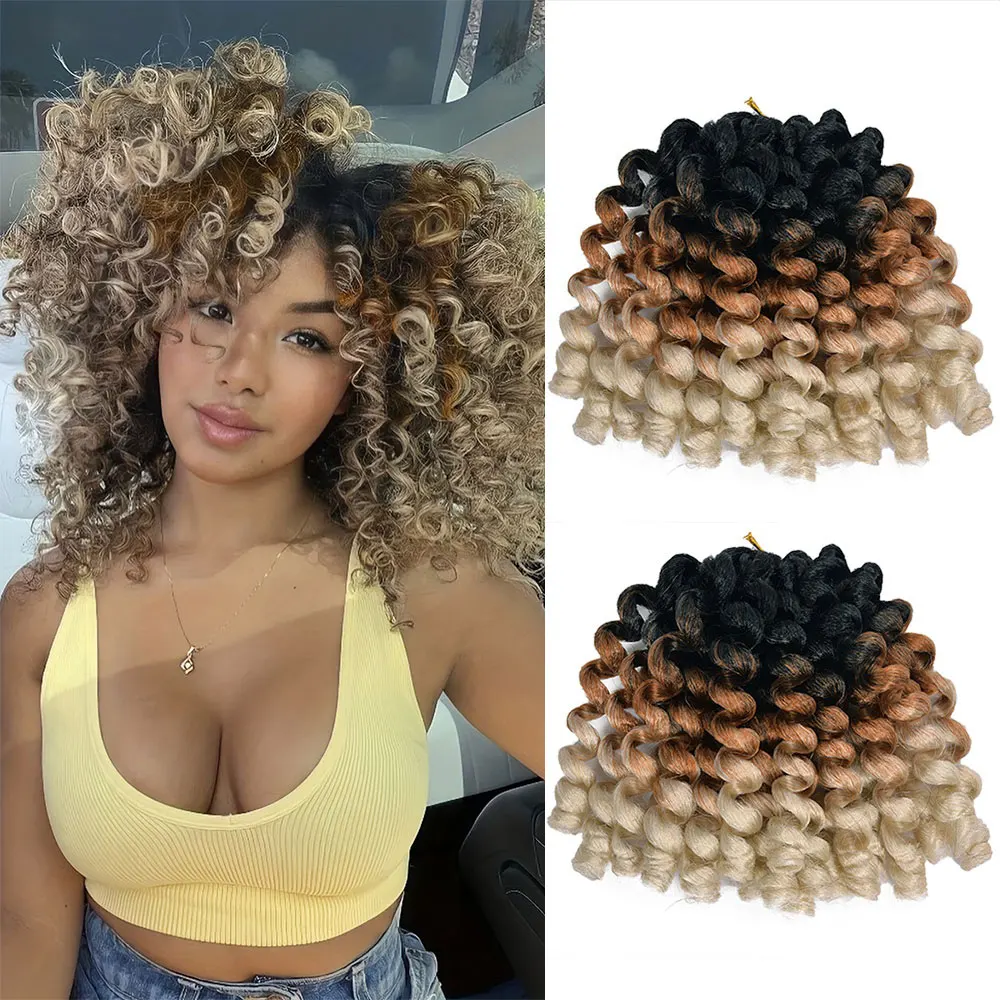 Wand Curl Crochet Braids Hair Jamaican Bounce Wand Curls Crochet Hair Extensions 8 Inch Synthetic Afro Crochet Braid Hair 2