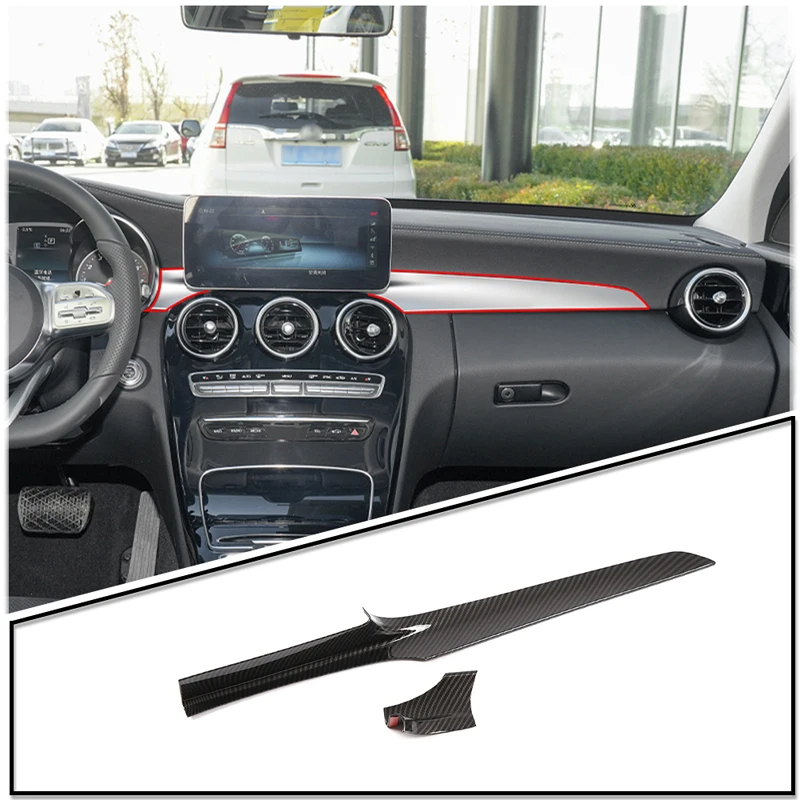 

ABS Carbon Fiber Car Interior Dashboard Panel Cover Trim Decoration Stickers For Mercedes-Benz C Class GLC W205 X253 2016-2021