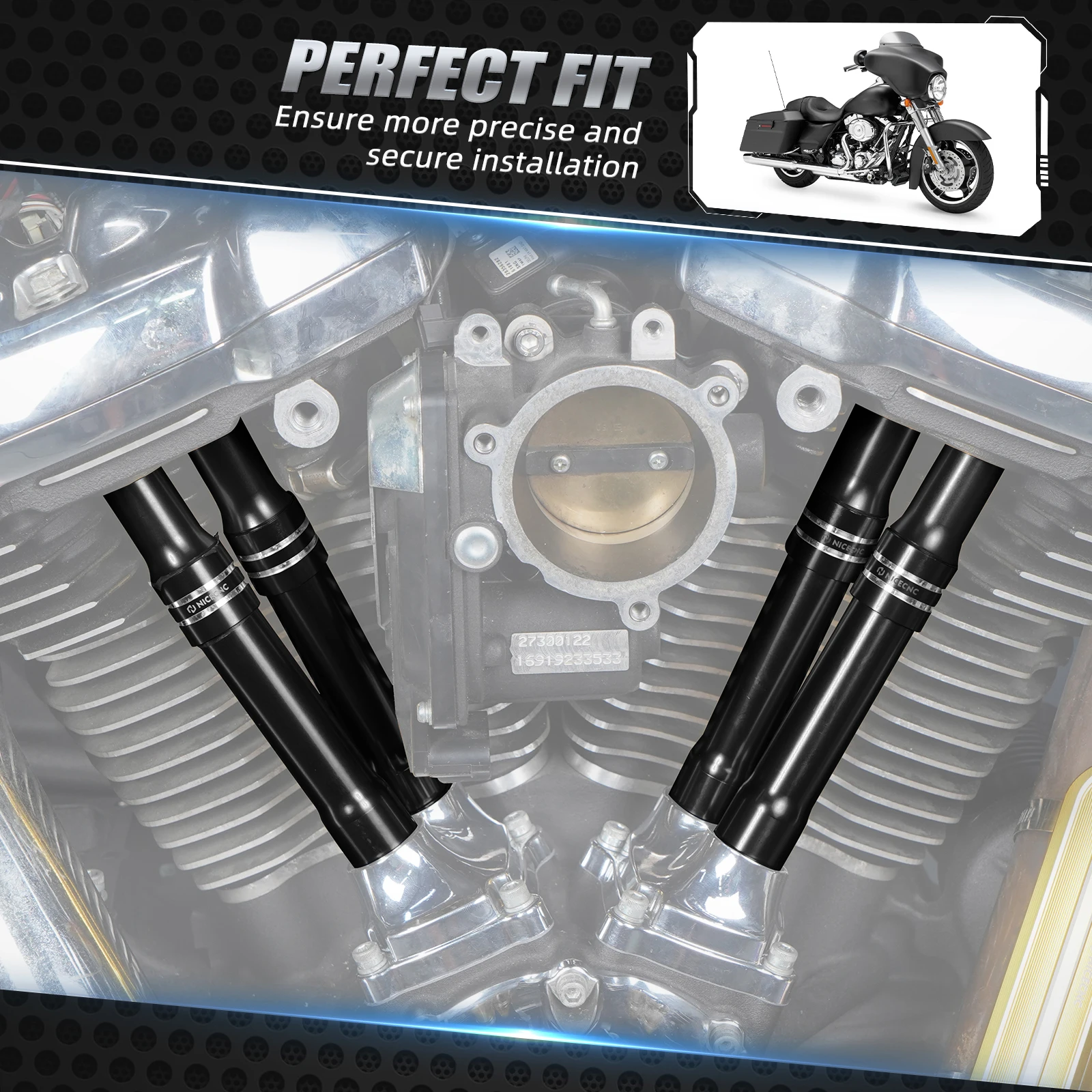 NICECNC Stößelabdeckungen Stößelstangenabdeckung für Harley Road King FLHR/Street Glide FLHX 2017–2024 Electra Glide Fat Boy FLFB Tri Glide – Detail 15