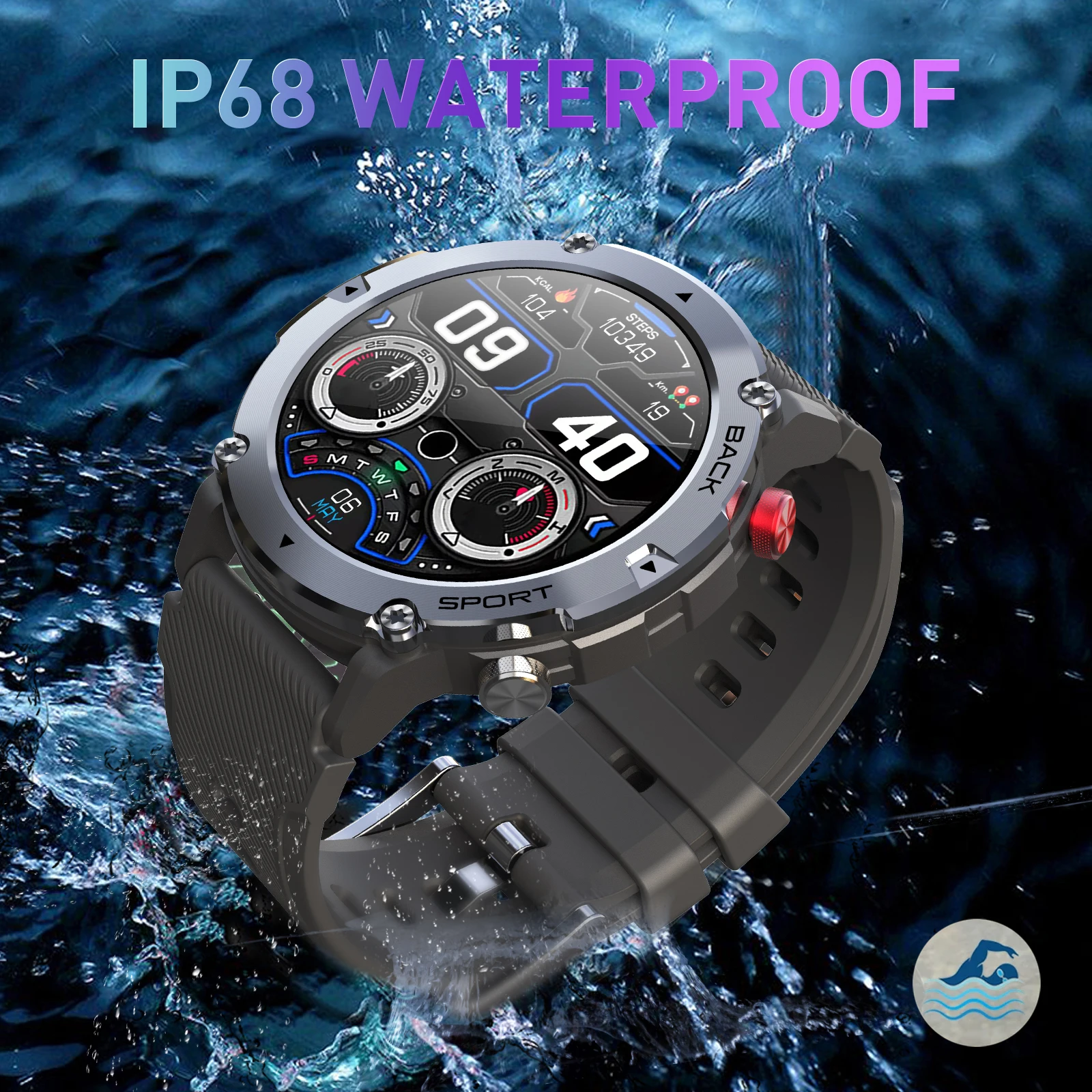 LEMFO Ʈ ġ   ȭ, LF26 MAX IP68  Ʈġ, 2022  ð, 300mAh, 1.32 ġ, 360*360 HD PK, ǰ