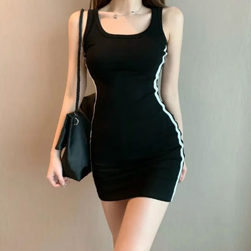 Summer Women Casual Sheath Dress Lady Spaghetti Strap Sleeveless Sexy Stretch Slim Dress Vestidos QT030