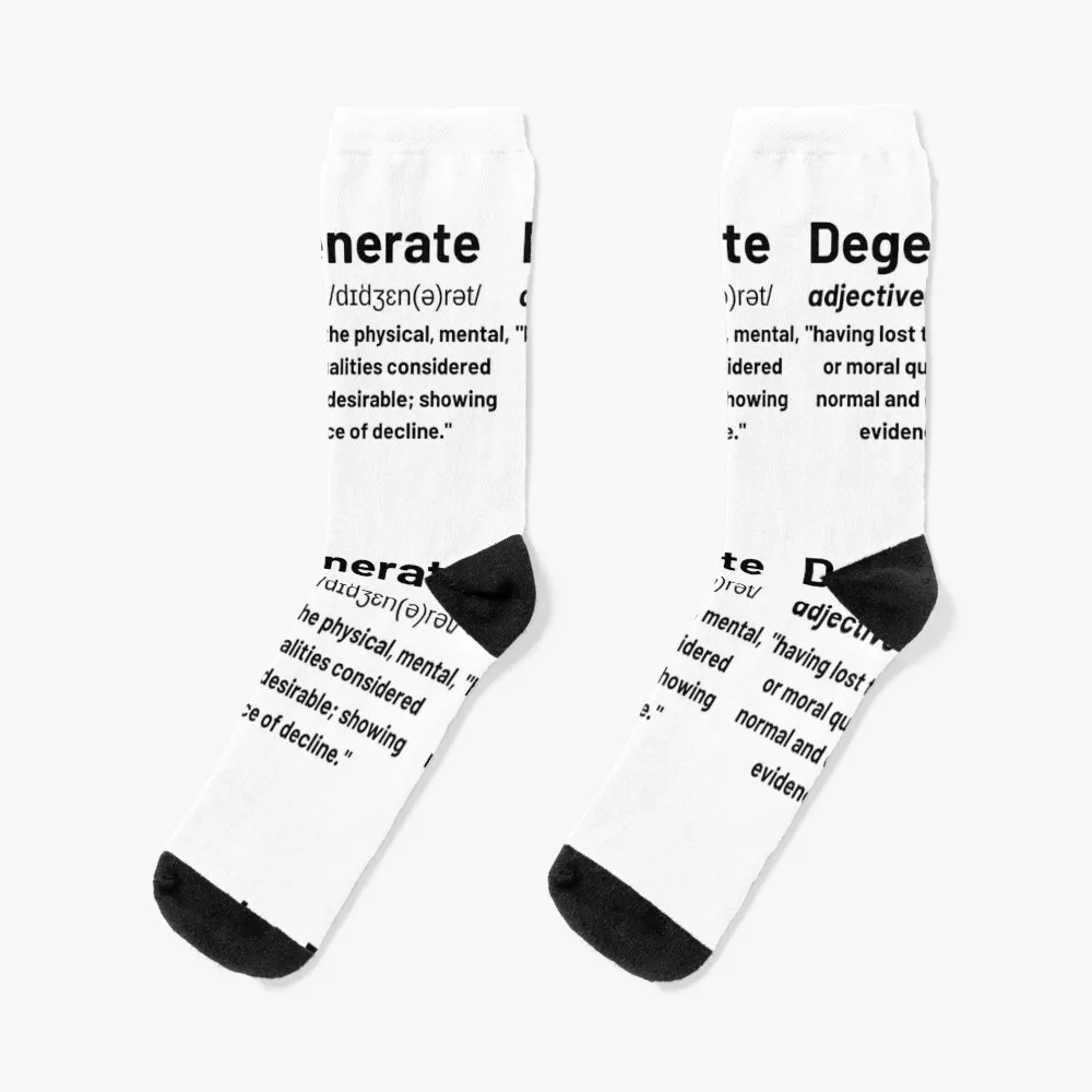 Degenerate Dictionary Definition Black Text Essential Socks gift hockey Socks For Girls Men's