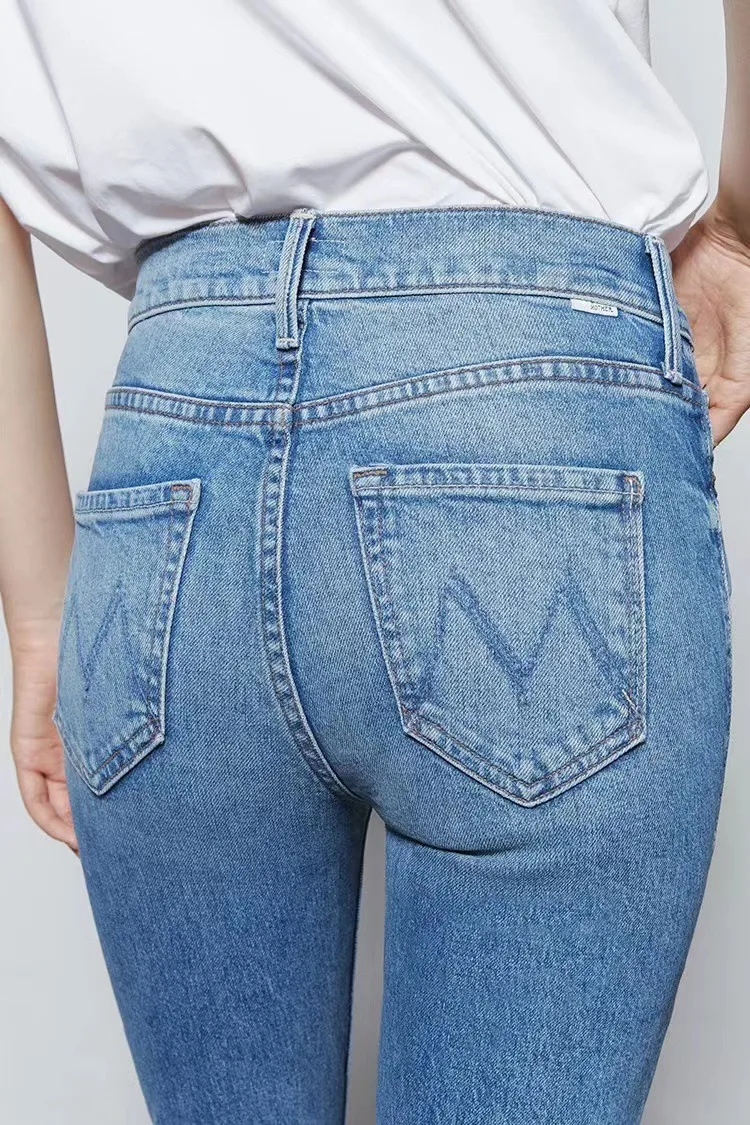 Women Stretch High Waist Denim Pants | Elastic Slim Fit Ankle-Length Blue Jeans | Streetwear Fashion MOZ126 Women Stretch High Waist Denim Pants | Elastic Slim Fit Ankle-Length Blue Jeans | Streetwear Fashion MOZ126