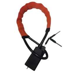 Universal Car Steering Wheel Lock with Seat Belt Socket and Steel Cable - Anti - Theft Protection Device with 3 Keys (Orange)